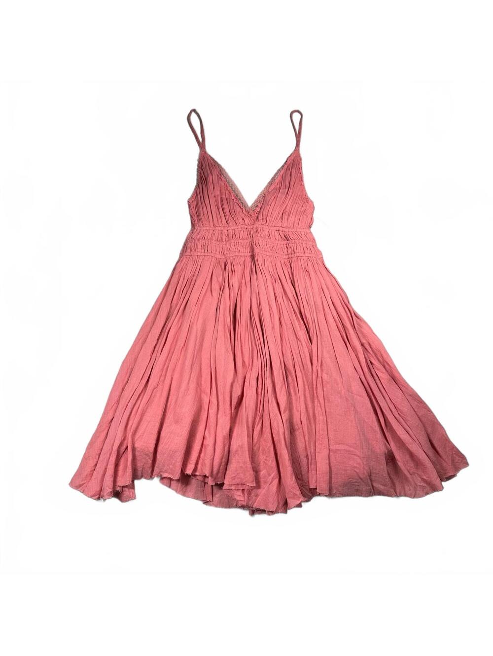 NWT Free People Intimately Rosaline Pink Mini Dress Medium Smocked Lace Cotton